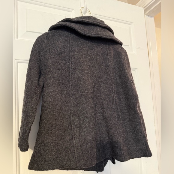 Linda Lucia 100% Wool Woman’s Double Collar Gray Cropped Jacket Cardigan Large - Picture 6 of 6